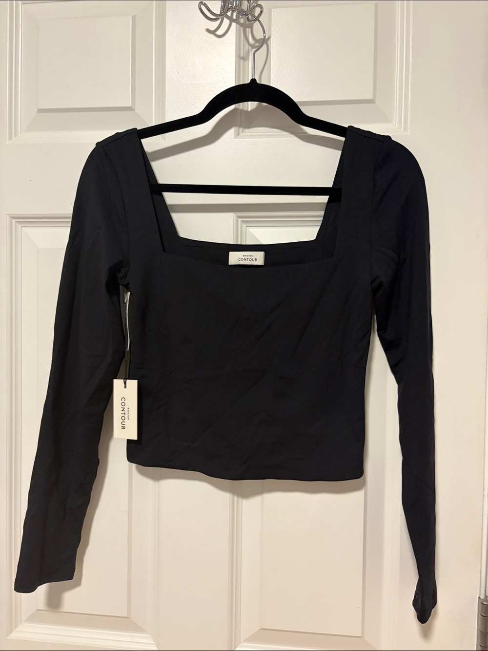 Babaton Black Square-Neck Long Sleeve Tee